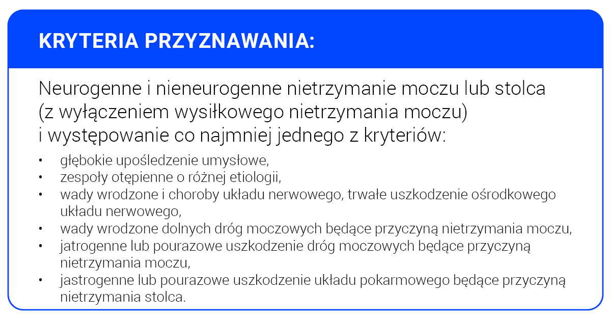 jakie jest kryterium aby otrzymać wiadczenie medyczne pieluchomajtki