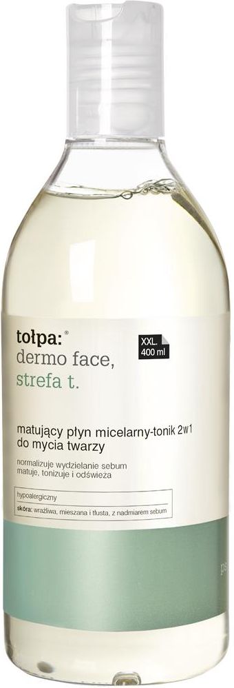 matujący płyn micelarny-tonik 2w1 do mycia twarzy 400ml clean