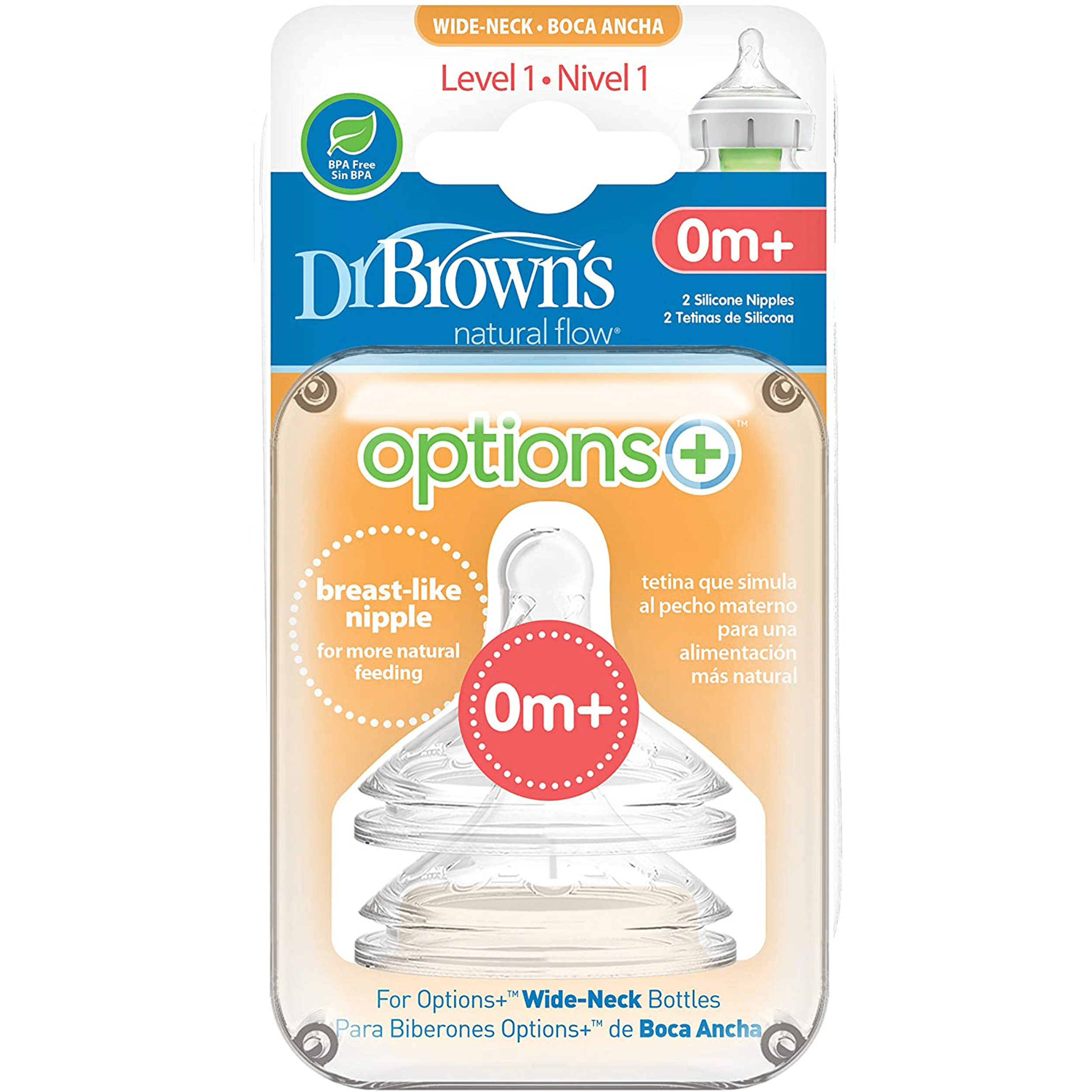 Dr.Browns WN1201 Silicone nipple for bottles 0m+