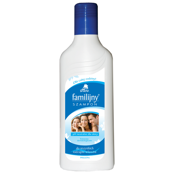 szampon familijny w niebieskiej butelce