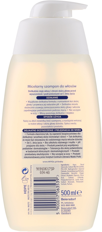 nivea baby szampon miceralny inci