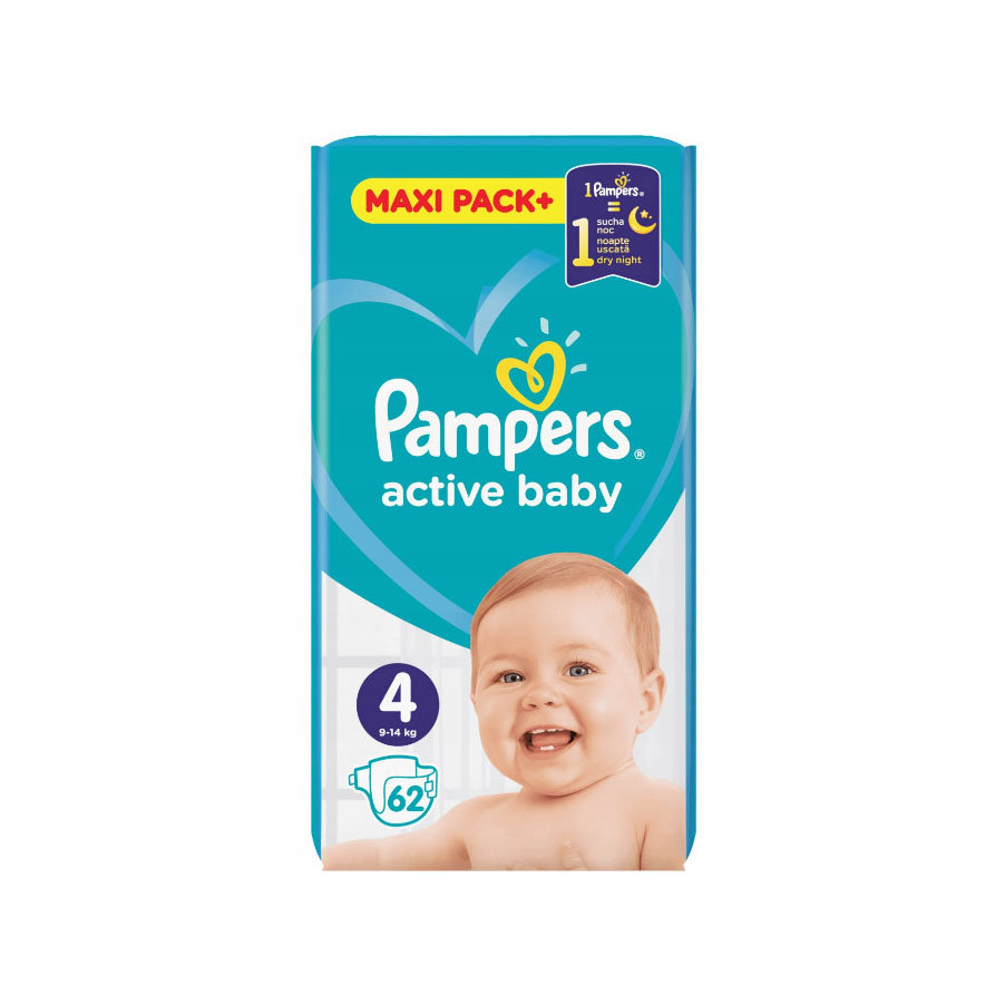 pampers active baby 4 62 szt