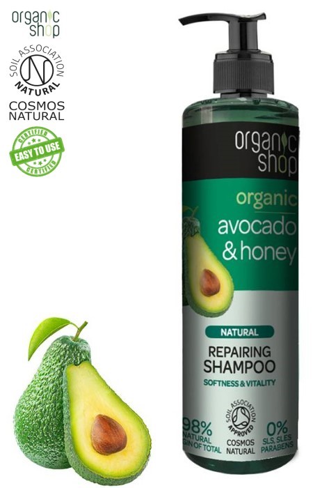 organic shop szampon do włosów avocado i miód regenerujący