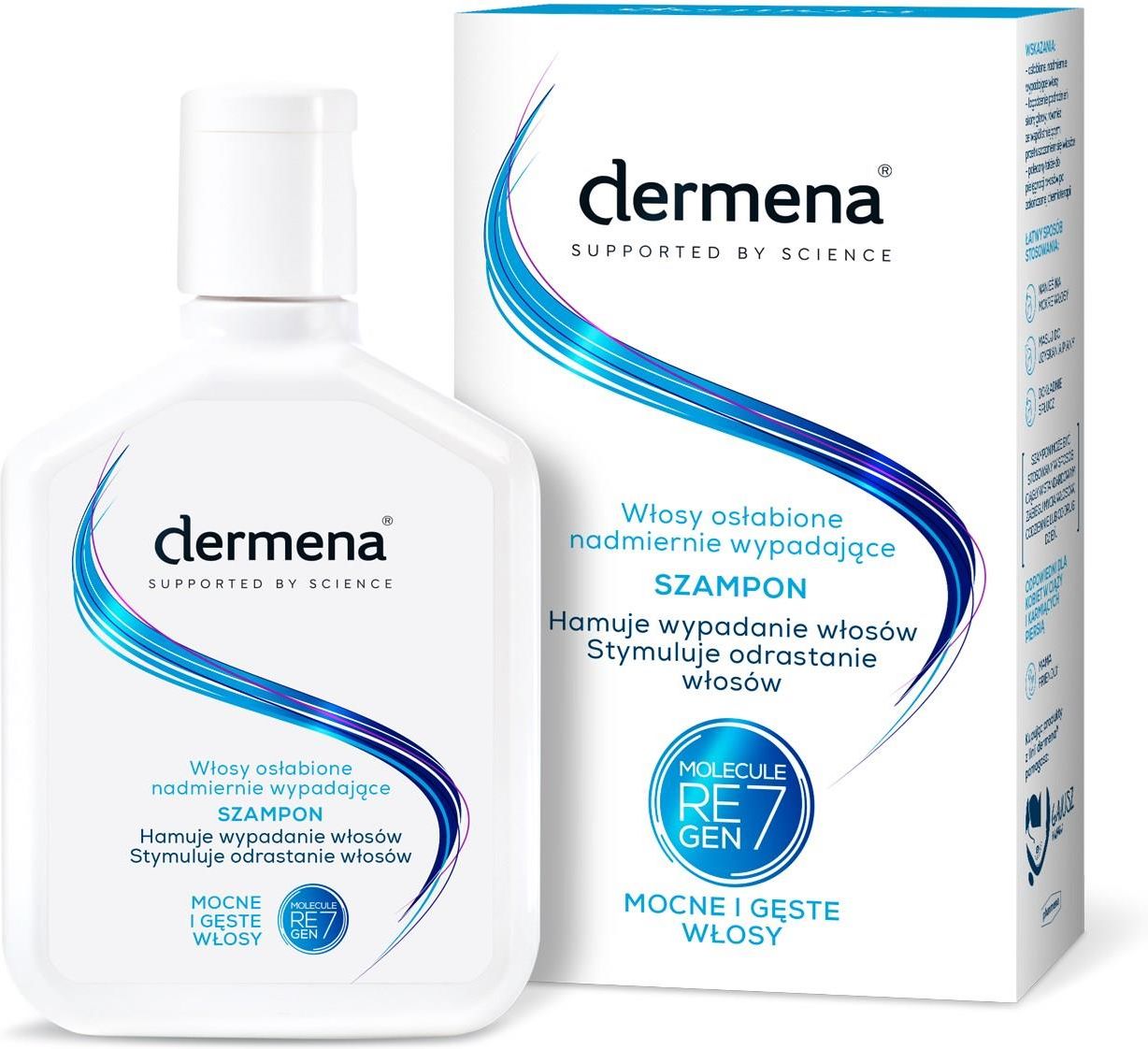 niebieski szampon do włosów dermena