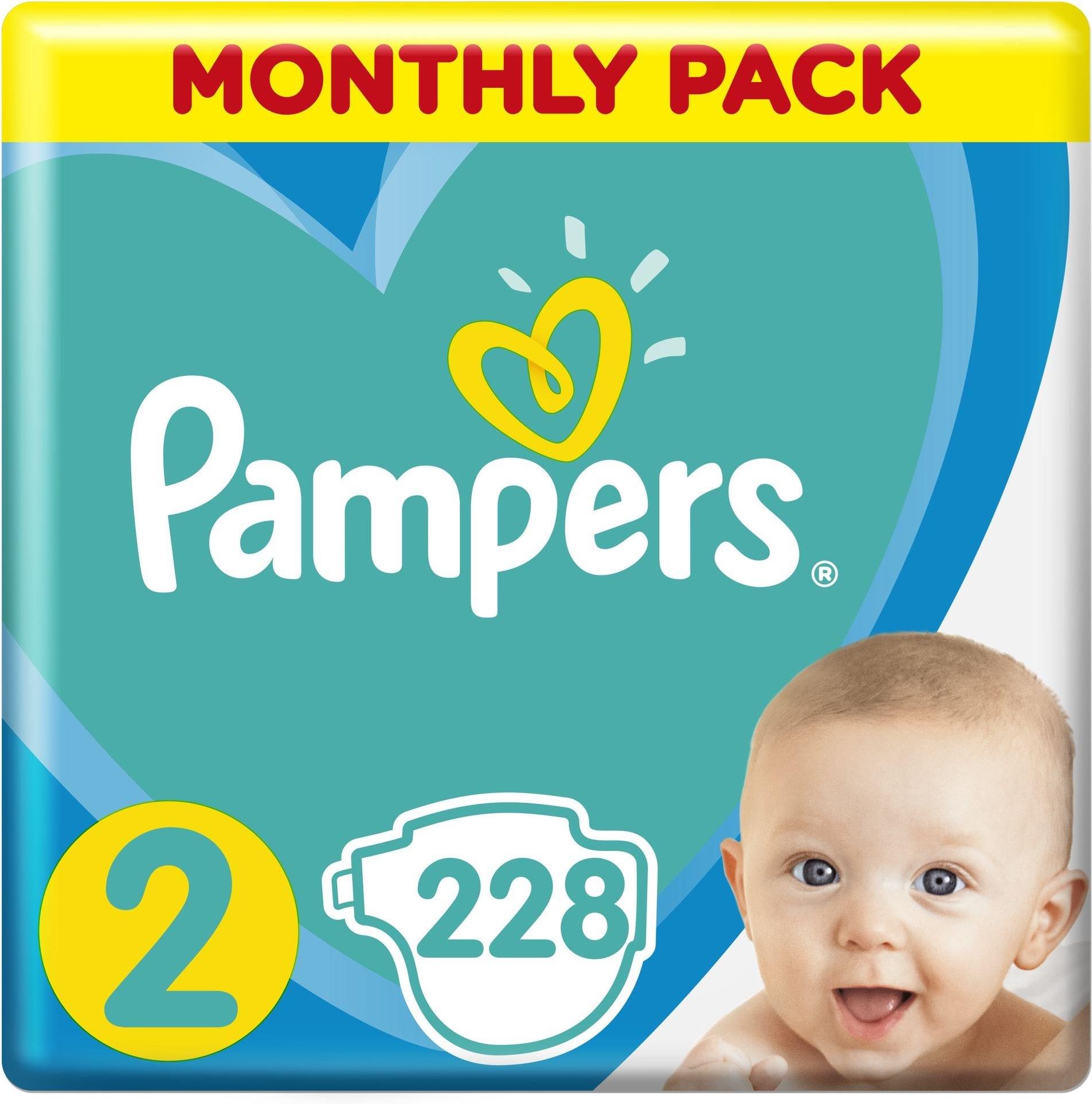 pampers new baby-dry rozmiar 2 mini 228 pieluszek