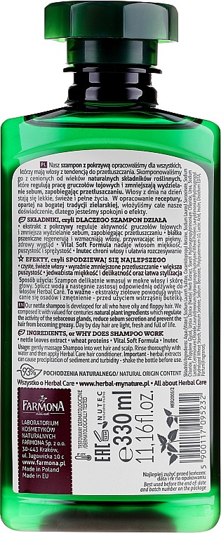 farmona herbal care szampon z pokrzywą do włosów przetłuszczających się