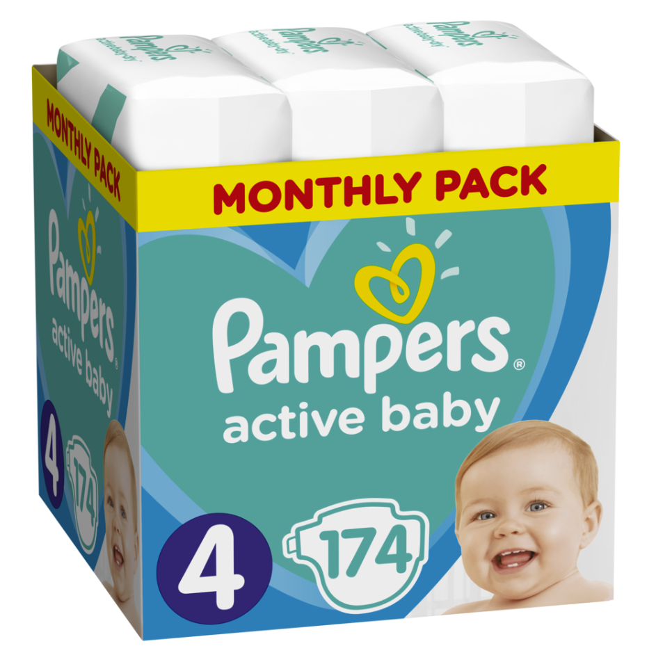 pampers pieluchy active baby 4 maxi 174 sztuki