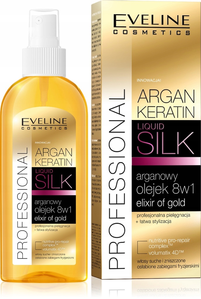 eveline argan keratin liquid silk arganowa odżywka do włosów 8w1