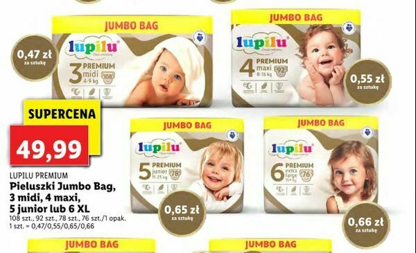 jumbo pack pieluchy lidl promocja maj 2o19