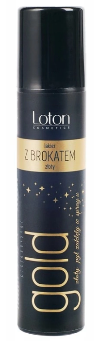 lakier z brokatem do włosów zloty