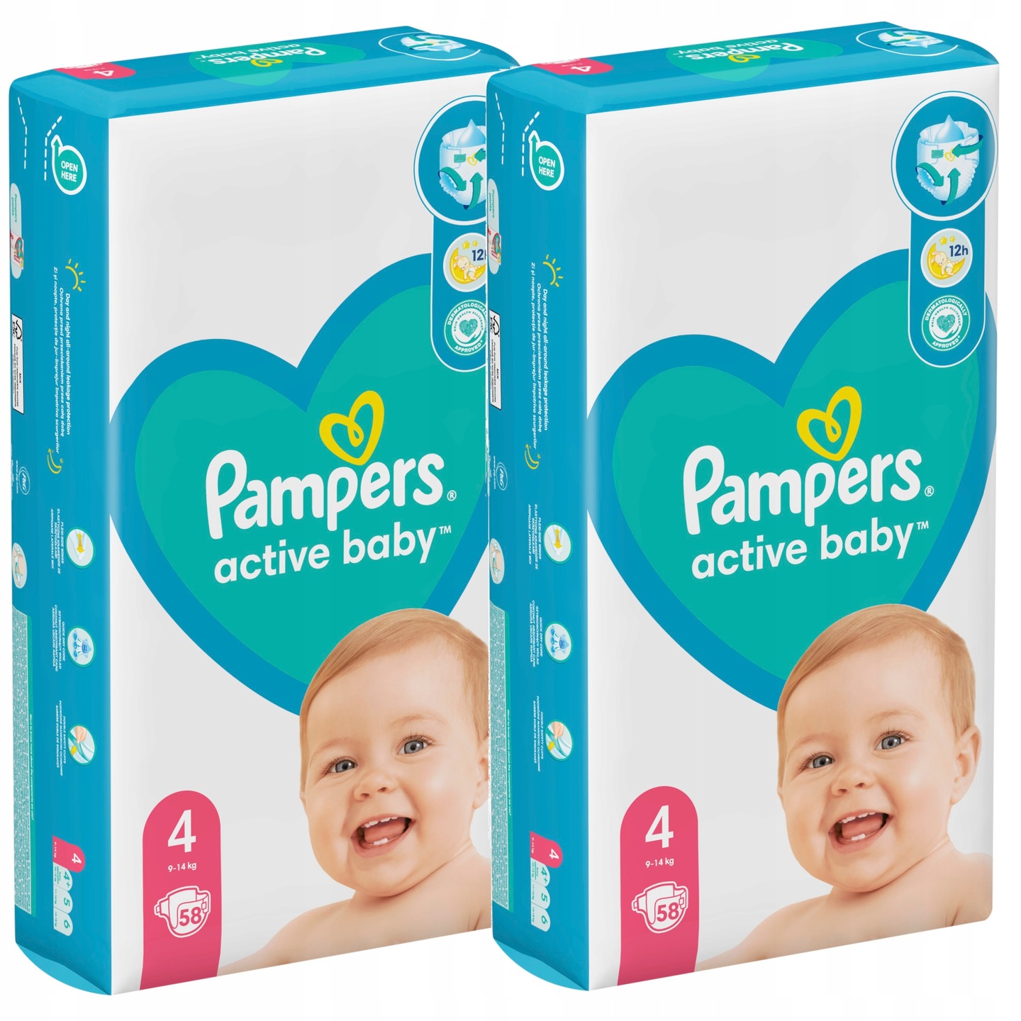 pampers active baby 4 58 szt