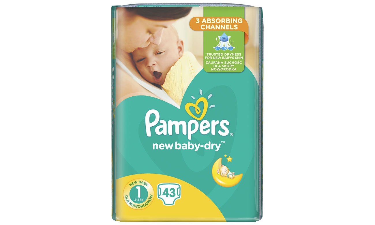 pampers new baby-dry pieluchy 1 newborn 2-5 kg 43 szt