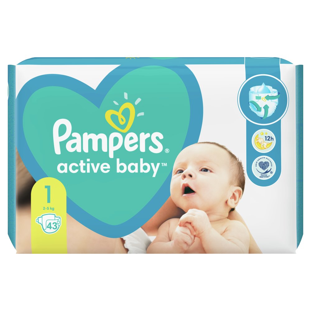 pampers newbaby-dry pieluchy rozmiar 2 mini 3-6kg 43 sztuki