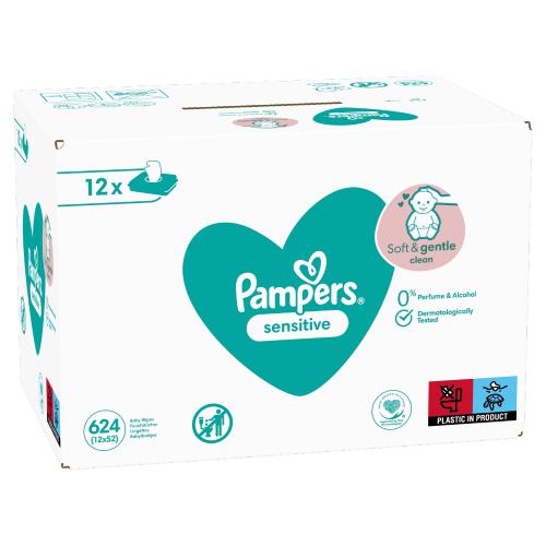 pampers sensitive chusteczki nawilżające 12x52 szt