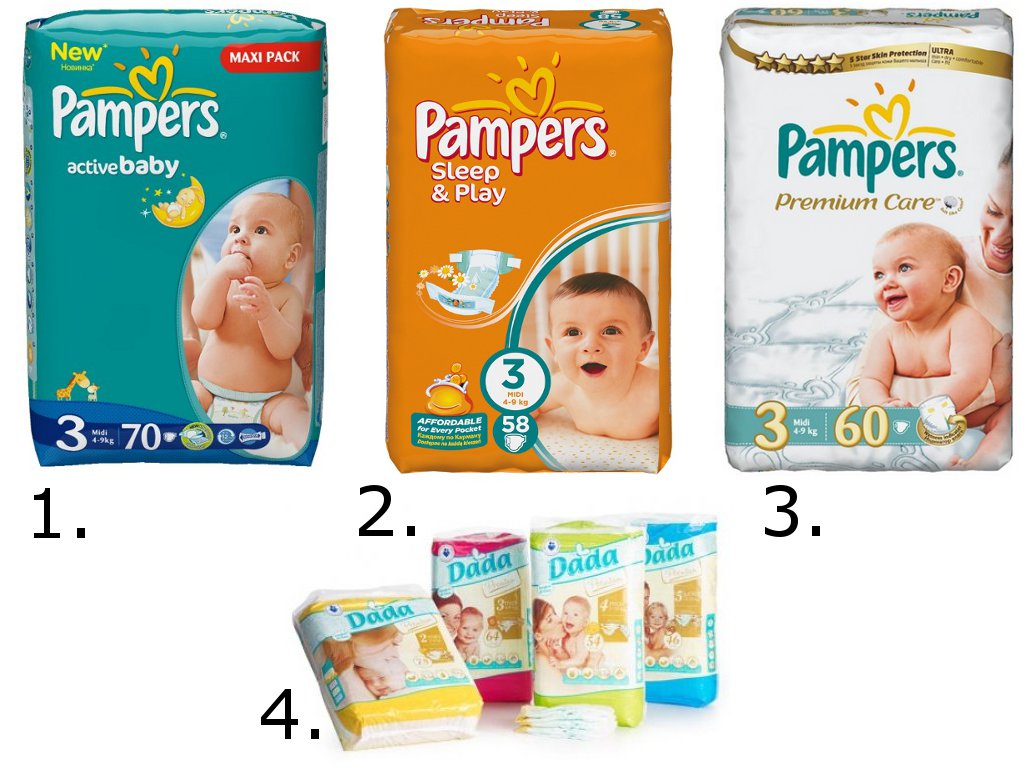 pampers zielone a pomarańczowe