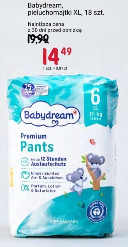 pieluchomajtki babydream 17-30 kg